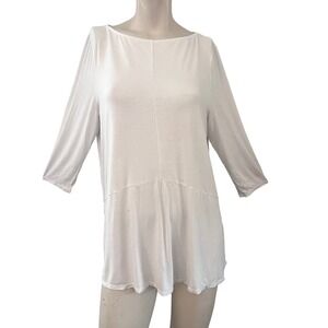 J Jill Wearever Collection Boat Neck Casual Chic Tunic Top Size L Ivory Layering